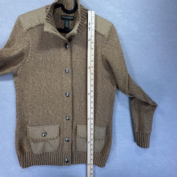 Ralph Lauren Jean Company Women’s XL Button Up Cardigan Sweater Western Tan Knit - Picture 13 of 15